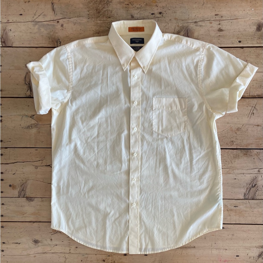 Yellow Striped Button-Up Shirt, size L